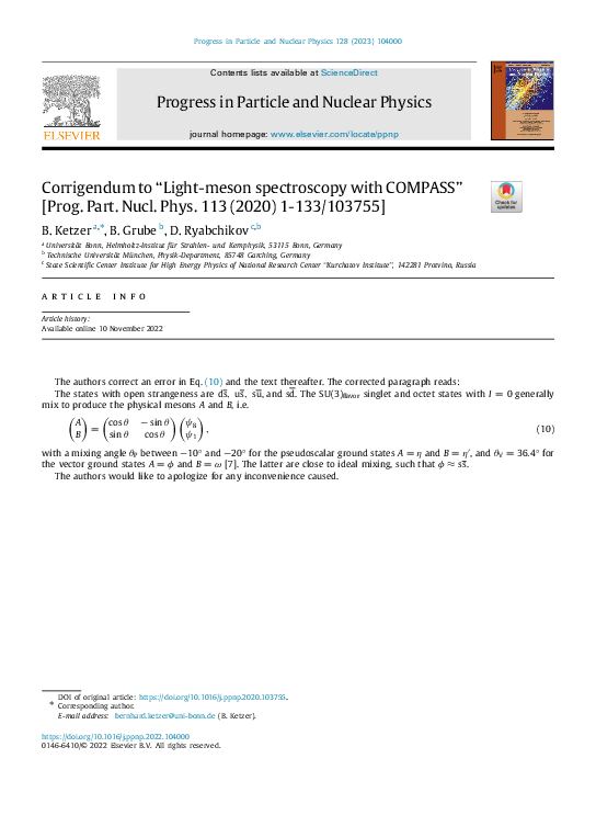 Corrigendum to ‘‘Light-meson spectroscopy with COMPASS’’