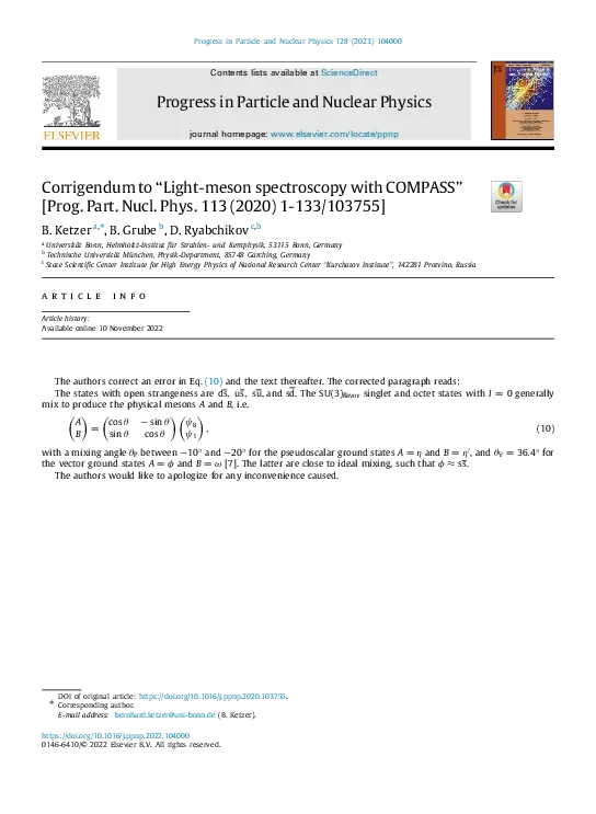Corrigendum to ‘‘Light-meson spectroscopy with COMPASS’’