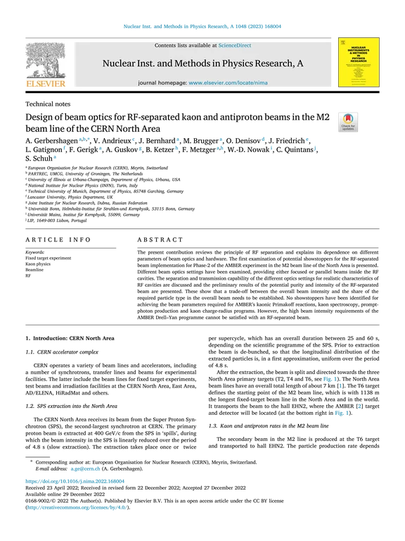 Design of beam optics for RF-separated kaon and antiproton beams in the M2 beam line of the CERN North Area