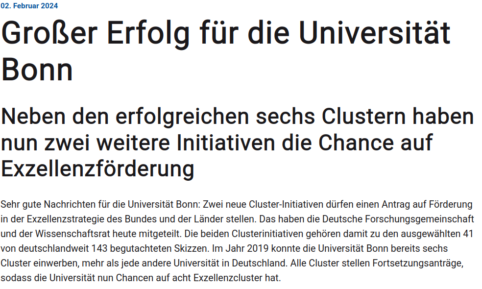 Großer Erfolg für die Universität Bonn