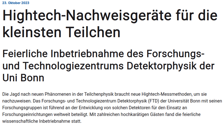 Hightech-Nachweisgeräte für die kleinsten Teilchen