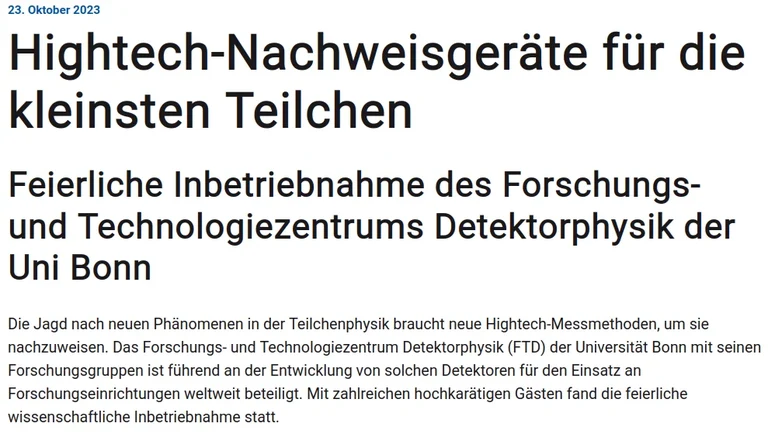 Hightech-Nachweisgeräte für die kleinsten Teilchen