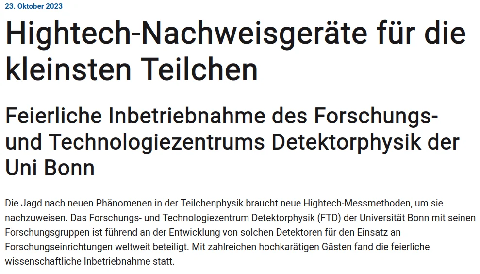 Hightech-Nachweisgeräte für die kleinsten Teilchen
