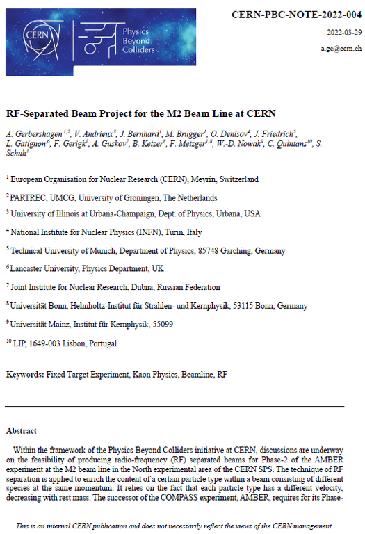 RF-Separated Beam Project for the M2 Beam Line at CERN