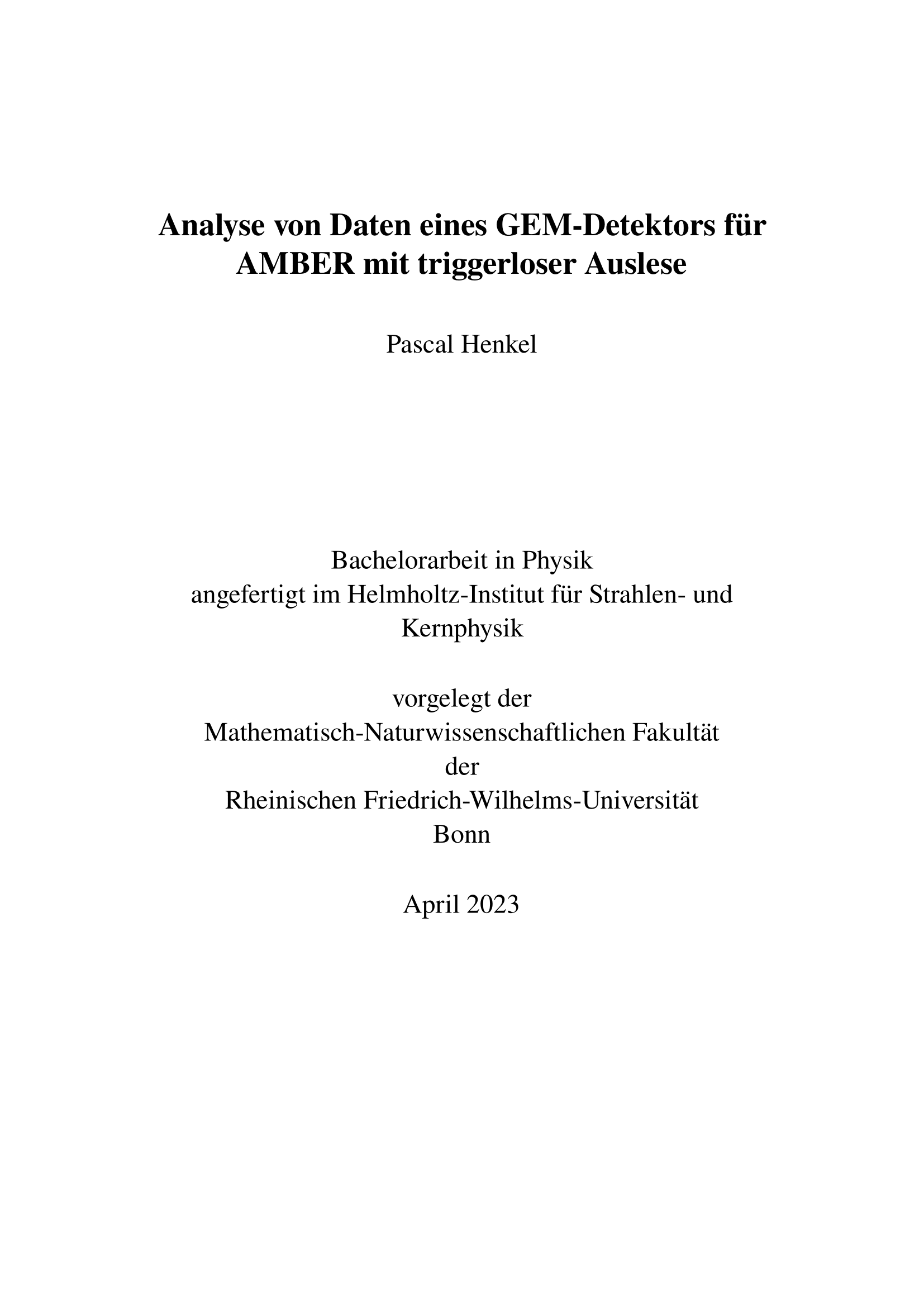 Analyse von Daten eines GEM-Detektors für AMBER mit triggerloser Auslese