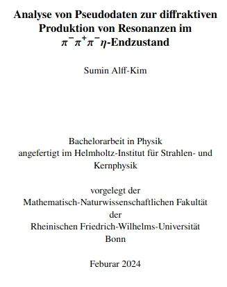 Analyse von Pseudodaten zur diffraktiven Produktion von Resonanzen im  𝝅−𝝅+𝝅−𝜼- Endzustand