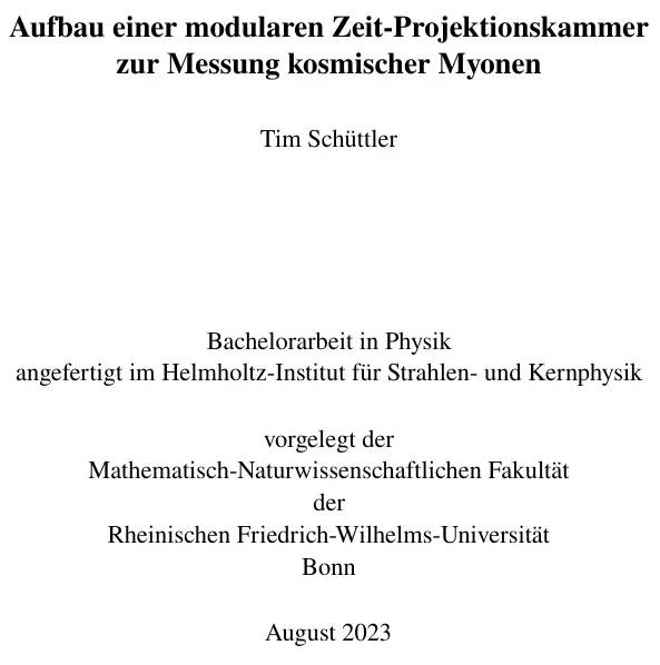 Aufbau einer modularen Zeit-Projektionskammer zur Messung kosmischer Myonen