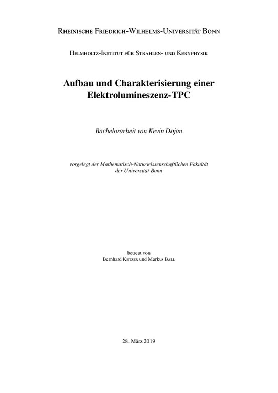 Aufbau und Charakterisierung einer  Elektrolumineszenz-TPC