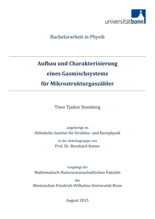 Aufbau und Charakterisierung eines Gasmischsystems für Mikrostrukturgaszähler