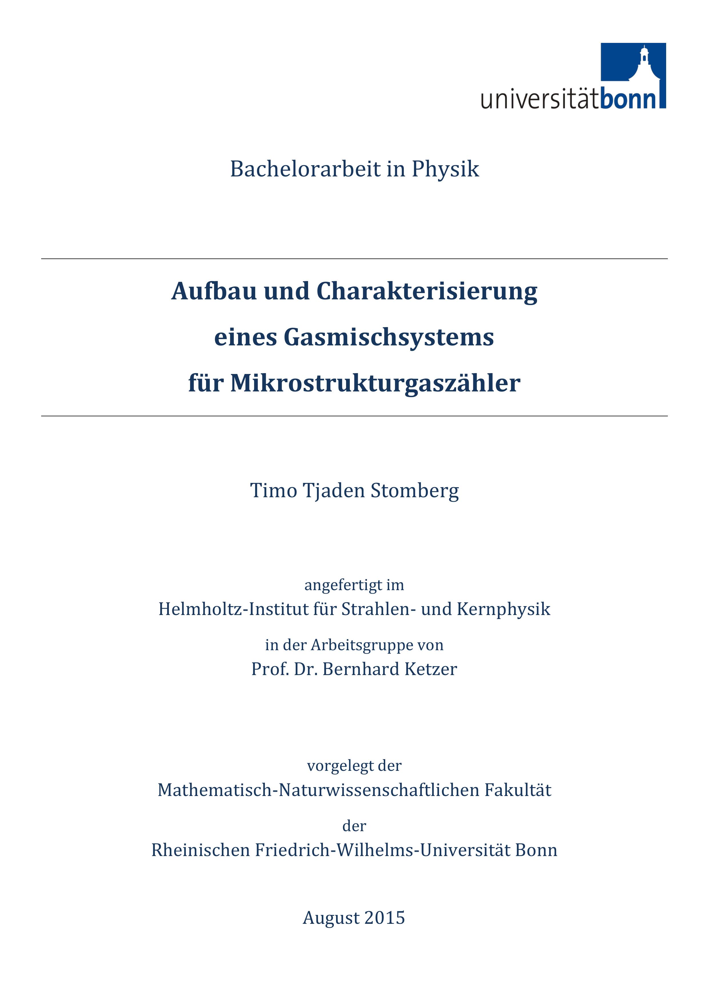 Aufbau und Charakterisierung eines Gasmischsystems für Mikrostrukturgaszähler