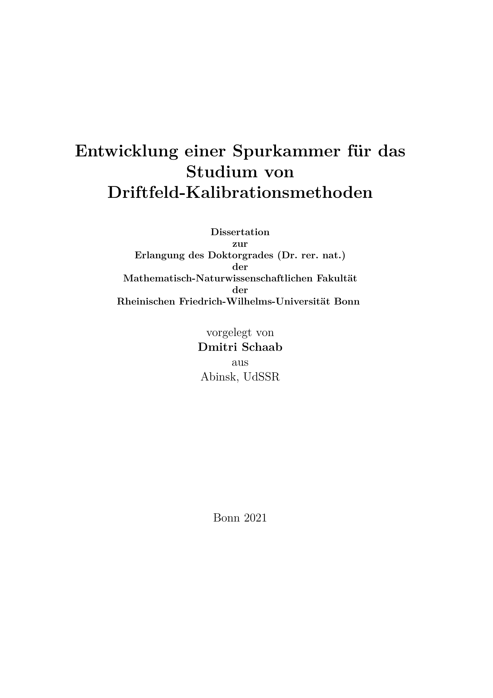 Entwicklung einer Spurkammer für das Studium von Driftfeld-Kalibrationsmethoden