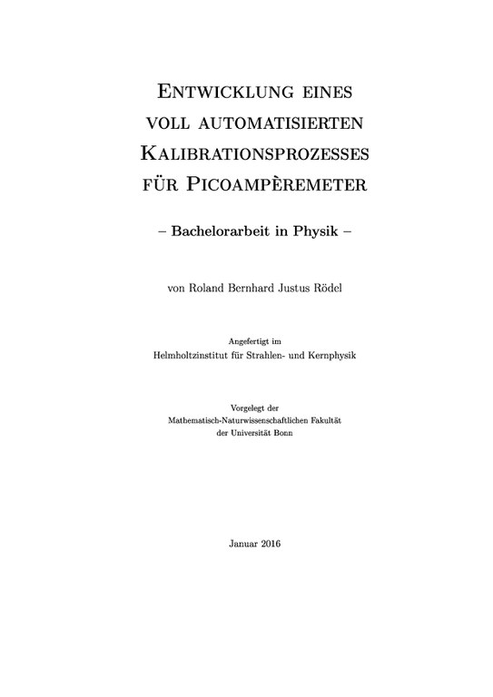 Entwicklung eines voll automatisierten Kalibrationsprozesses für Picoampèremeter