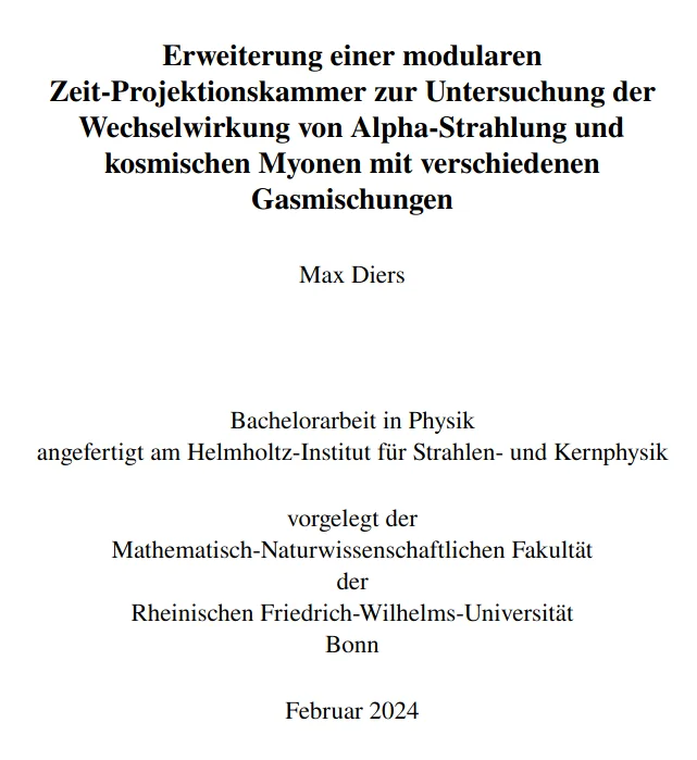 Erweiterung einer modularen Zeit-Projektionskammer zur Untersuchung der Wechselwirkung von Alpha-Strahlung und kosmischen Myonen mit verschiedenen Gasmischungen