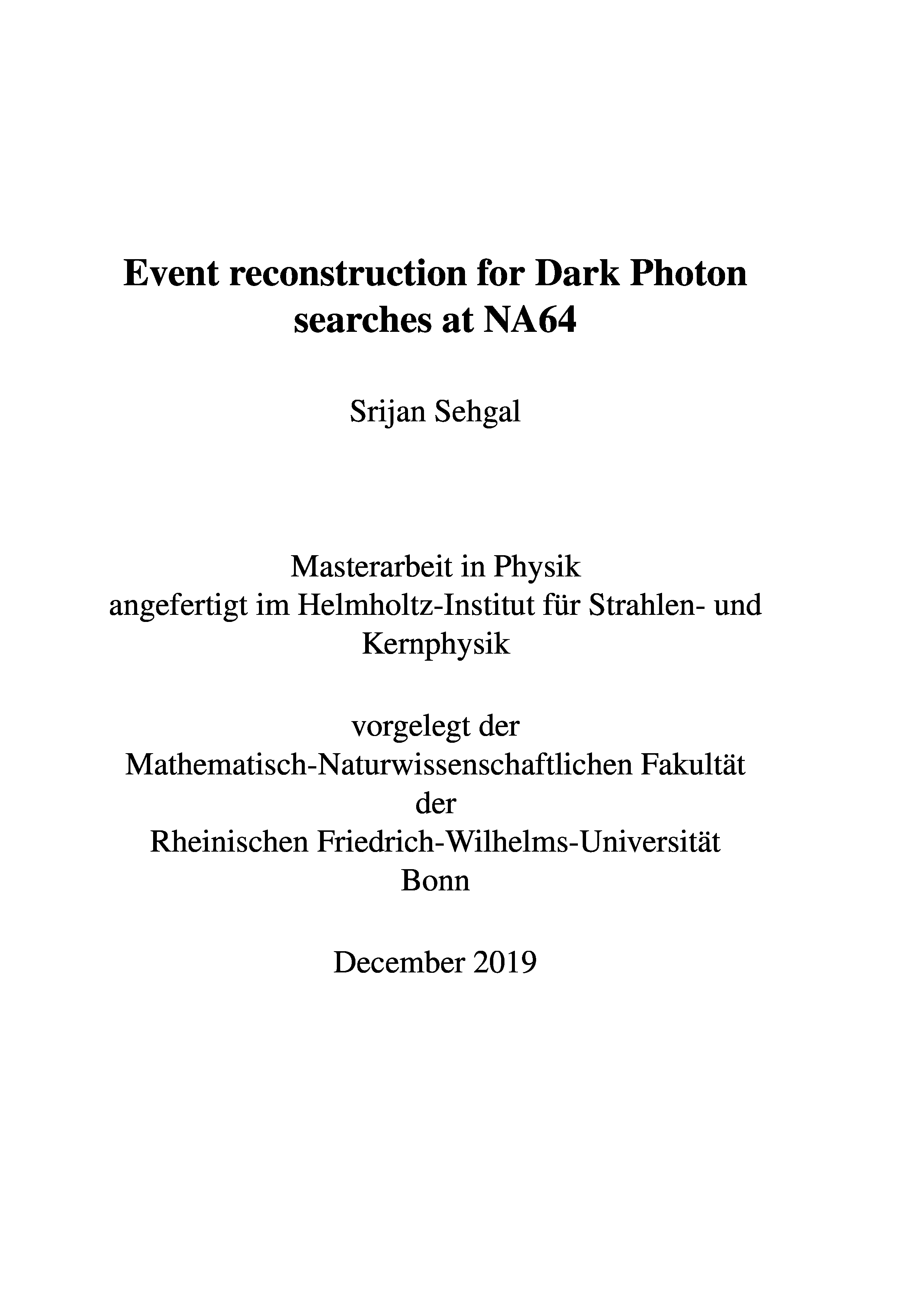 Event reconstruction for Dark Photon searches at NA64