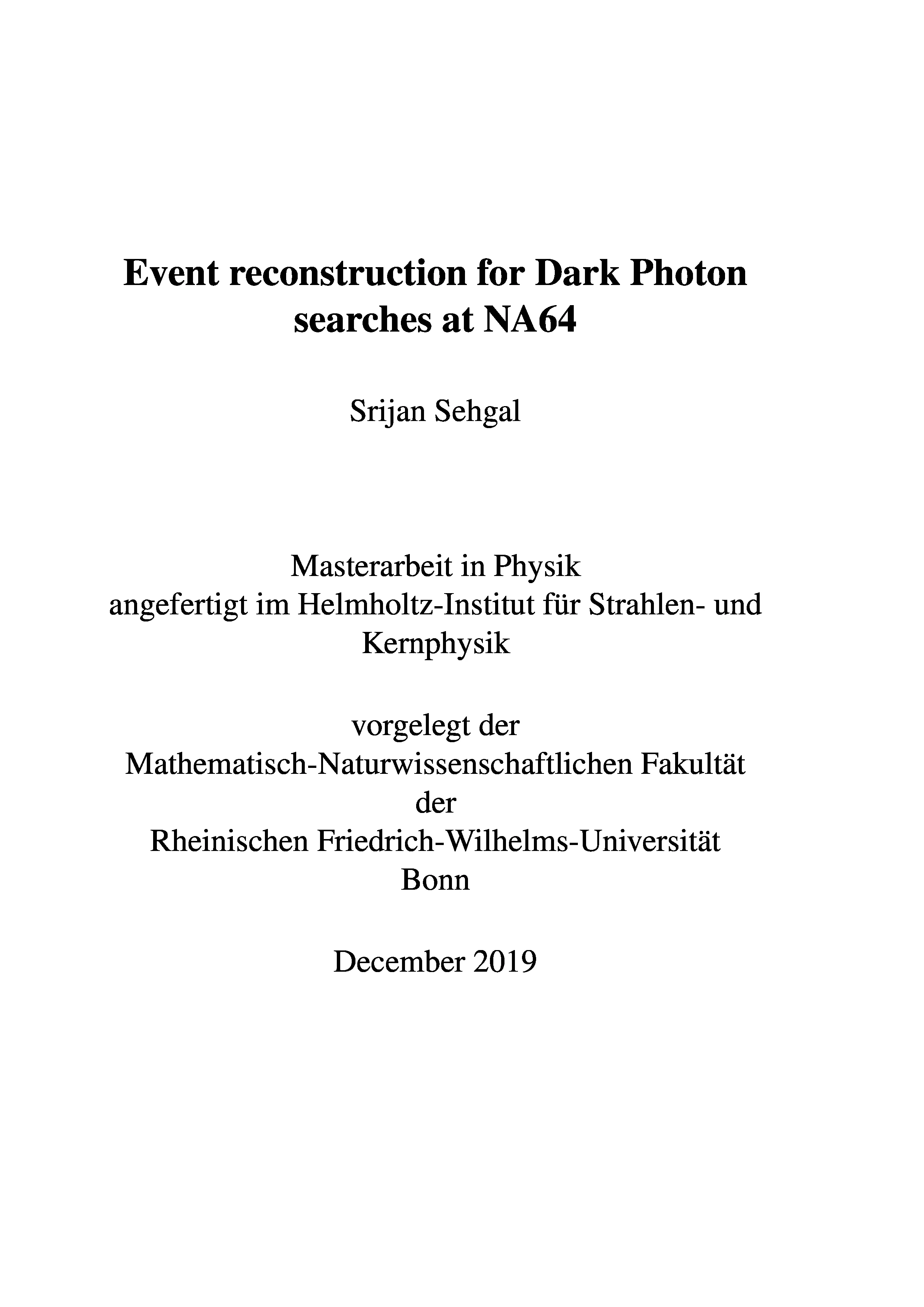 Event reconstruction for Dark Photon searches at NA64