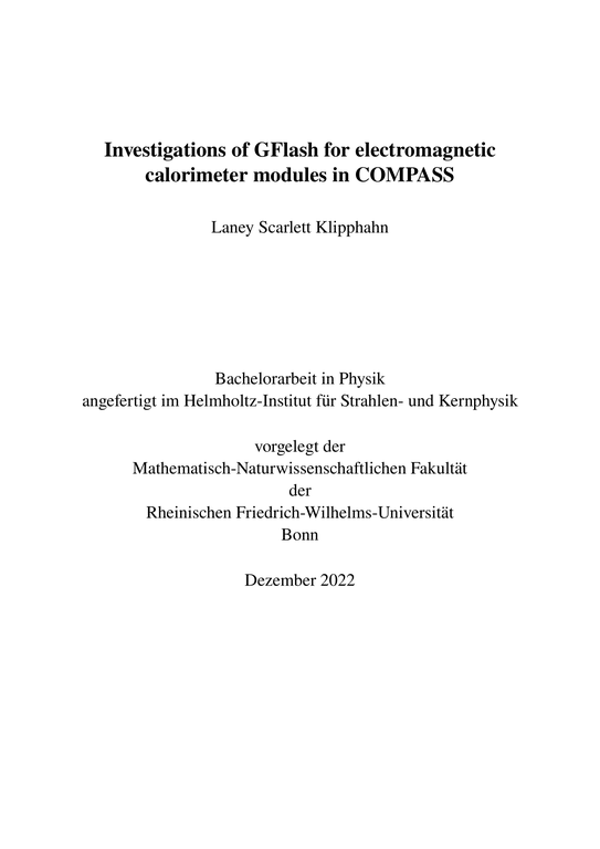 Investigations of GFlash for electromagnetic calorimeter modules in COMPASS