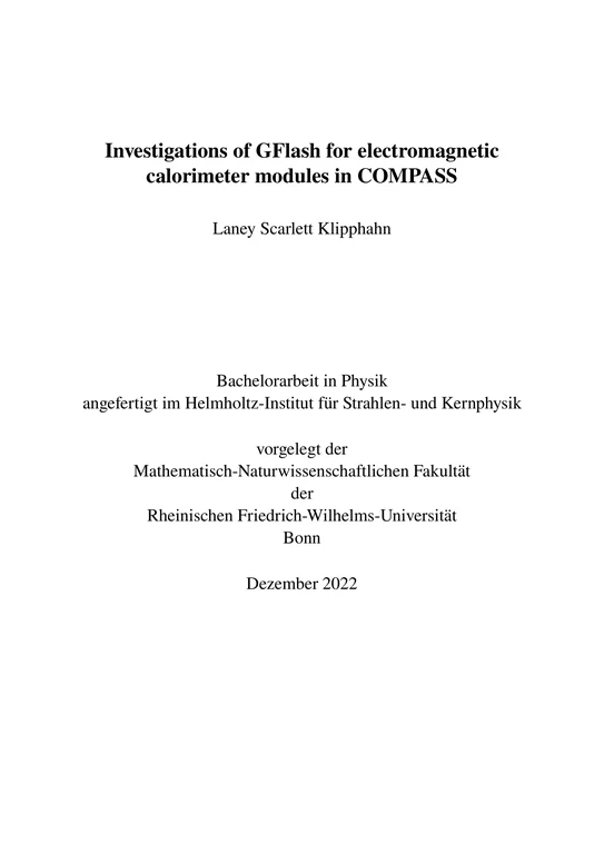 Investigations of GFlash for electromagnetic calorimeter modules in COMPASS