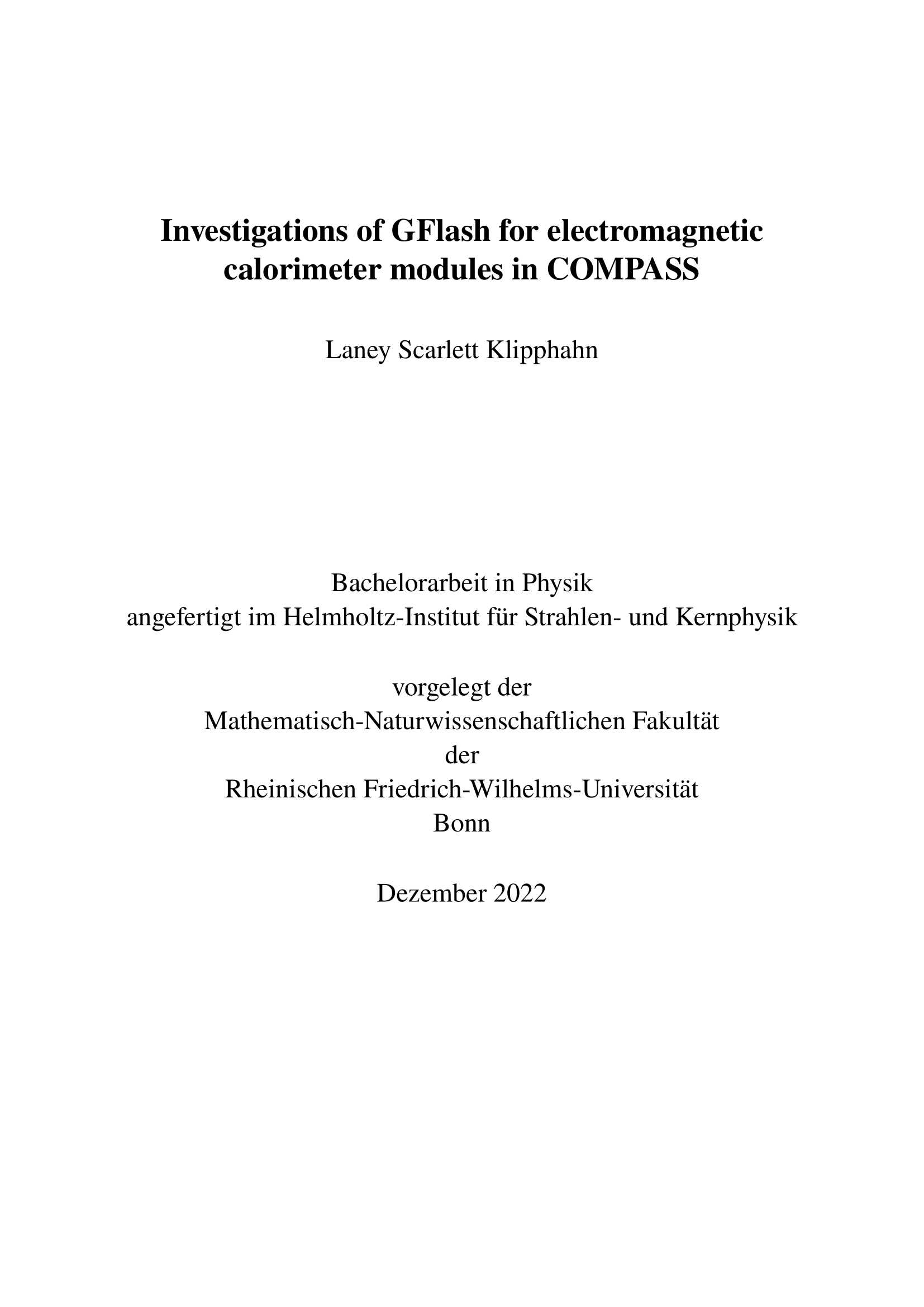 Investigations of GFlash for electromagnetic calorimeter modules in COMPASS