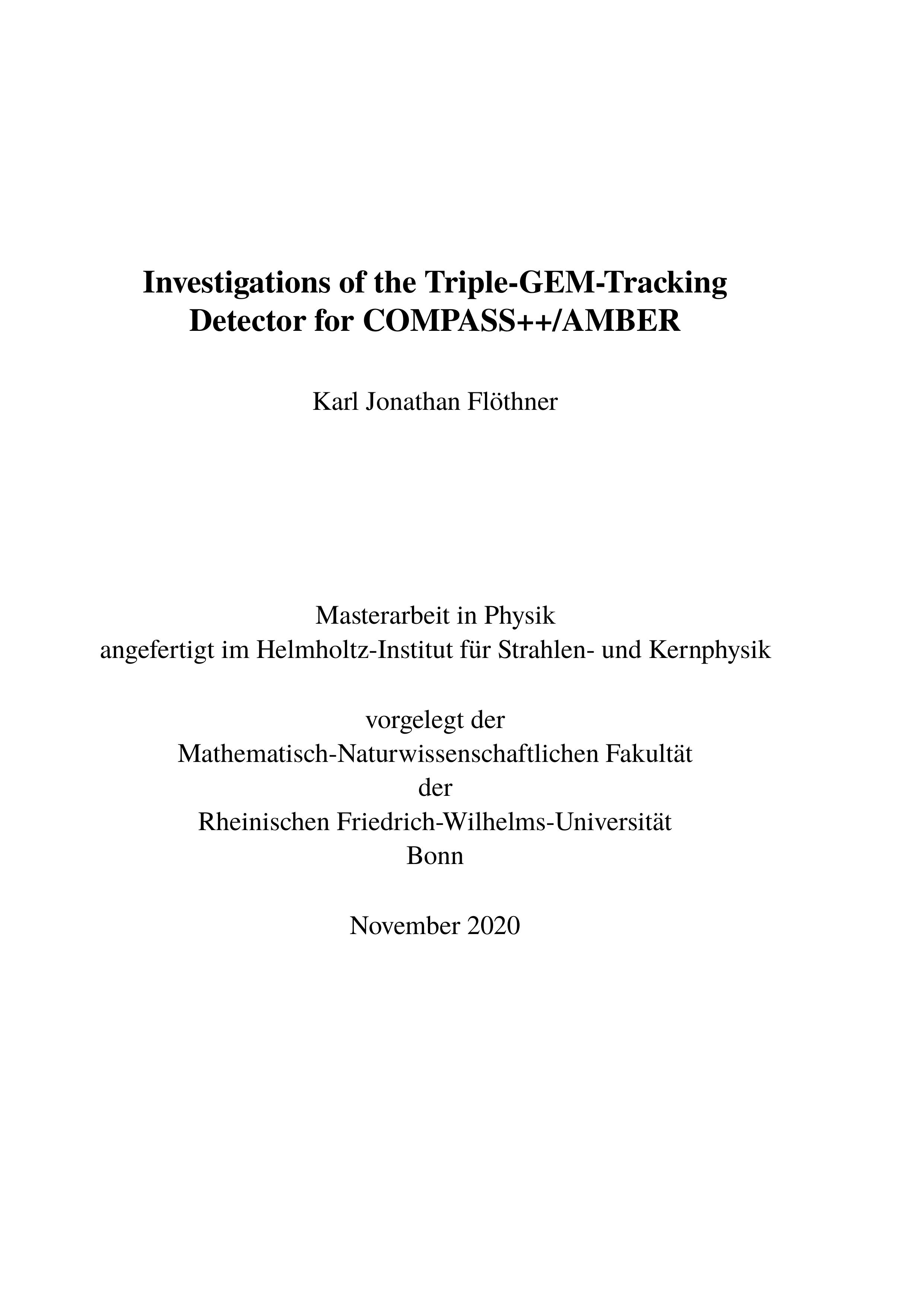 Investigations of the Triple-GEM-Tracking Detector for COMPASS++/AMBER