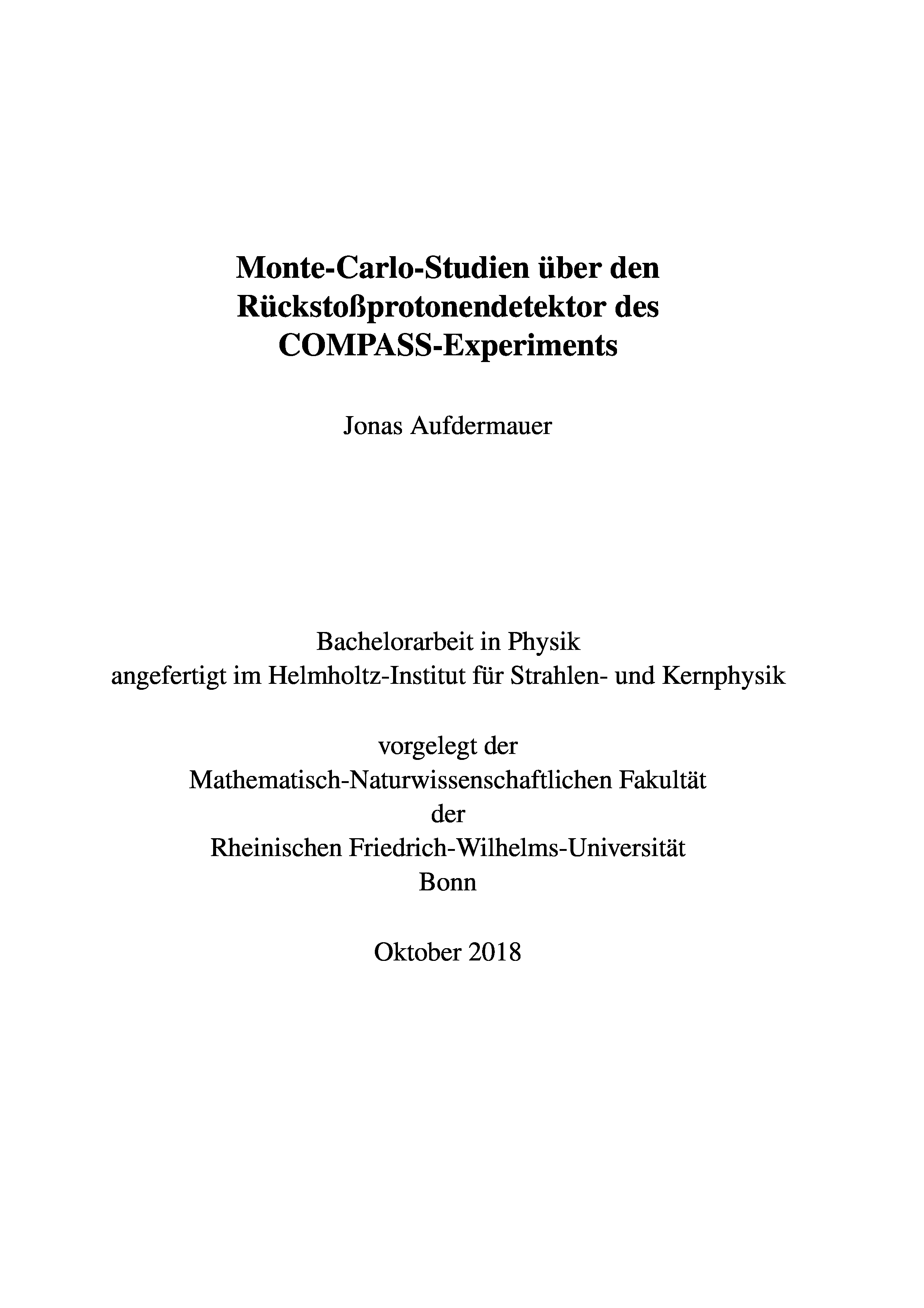 Monte-Carlo-Studien über den Rückstoßprotonendetektor des COMPASS-Experiments