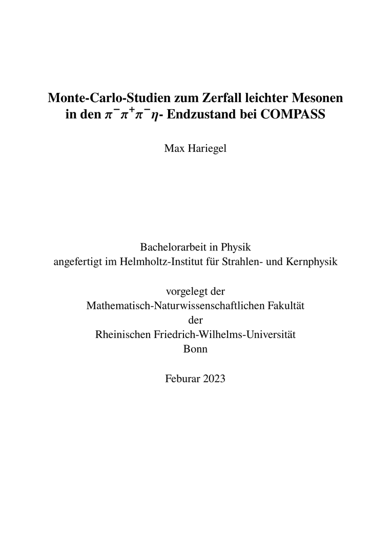 Monte-Carlo-Studien zum Zerfall leichter Mesonen in den 𝝅−𝝅+𝝅−𝜼- Endzustand bei COMPASS