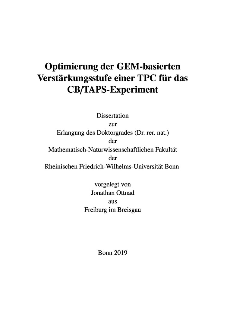 Optimierung der GEM-basierten Verstärkungsstufe einer TPC für das CB/TAPS-Experiment