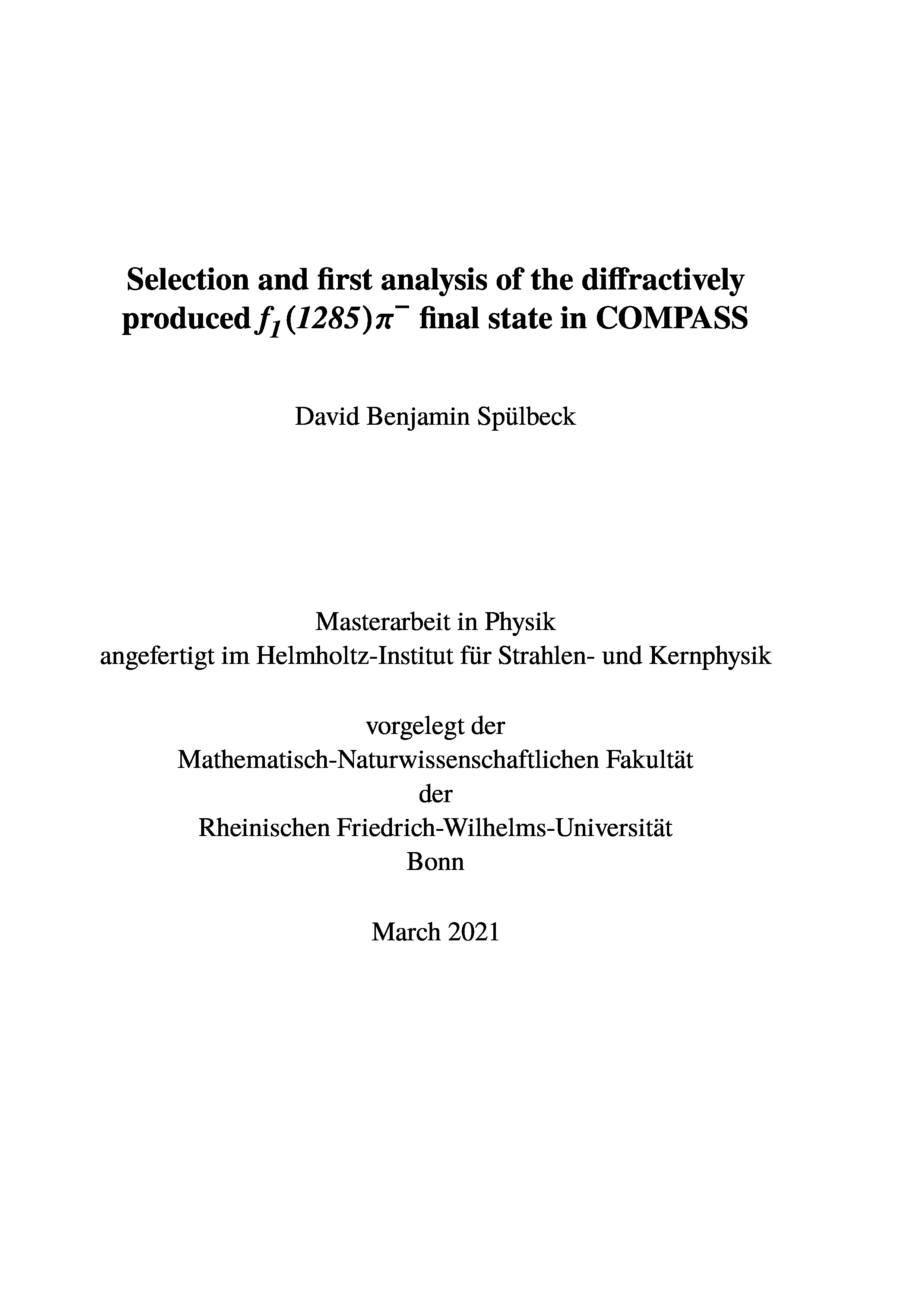 Selection and first analysis of the diffractively produced f_1 (1285)π− final state in COMPASS