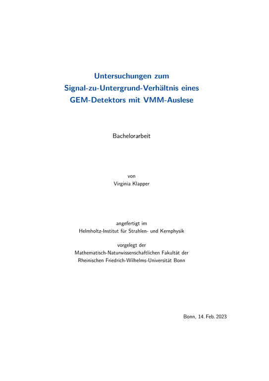 Untersuchungen zum Signal-zu-Untergrund-Verhältnis eines GEM-Detektors mit VMM-Auslese